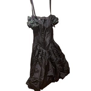 VINTAGE Bill Berman California Styled Jodi Schwartz DRESS Sz 7 Poofy BLACK 80s